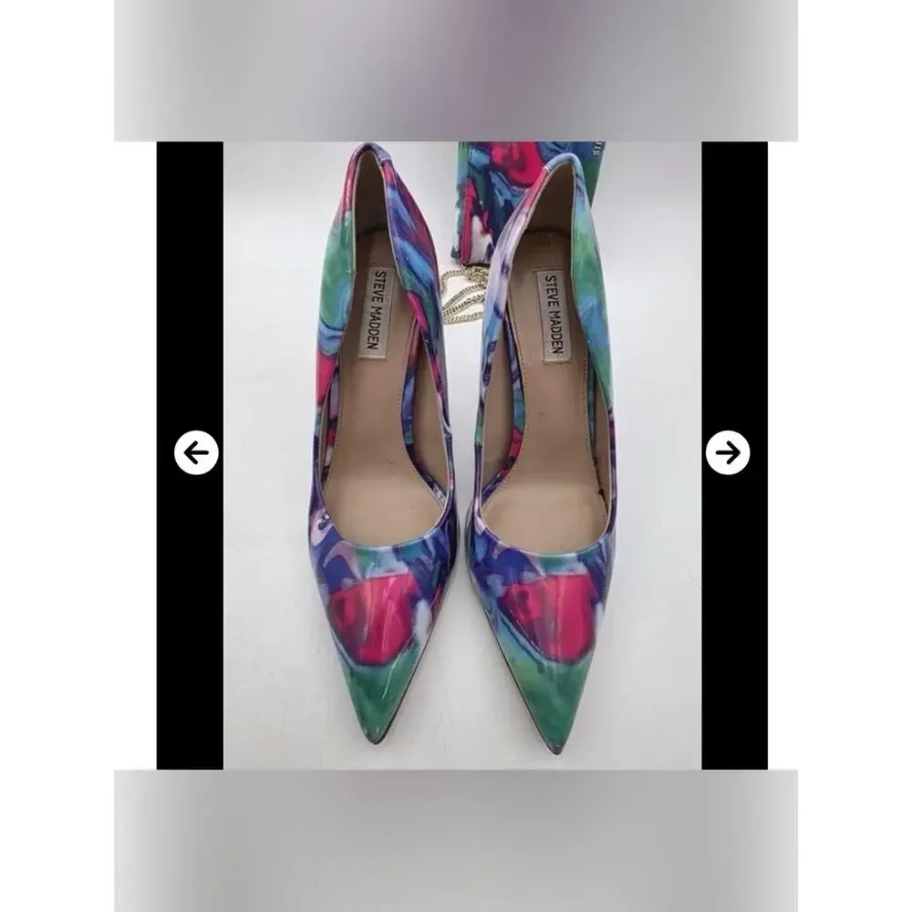 Steve Madden Heels & NWT Matching Clutch Set Multicolor Abstract Print
